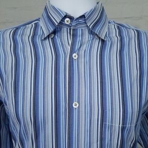 BUGATCHI UOMO Mens Long Sleeve Button Front Sz M